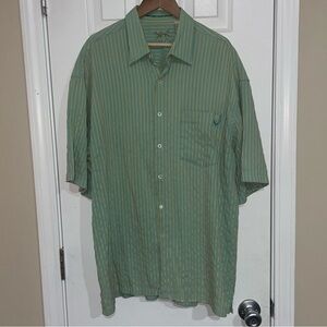 Bamboo Cay‎ Mens Large Blue And Green Button Up Shirt Striped